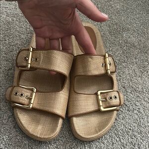 J. Crew Gold Buckle Sandals